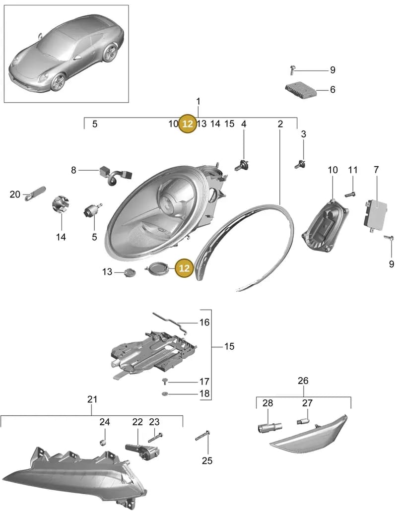 99163131700 — Porsche 991 Carrera 4 (2011-2016) diagram p38905000, position 12