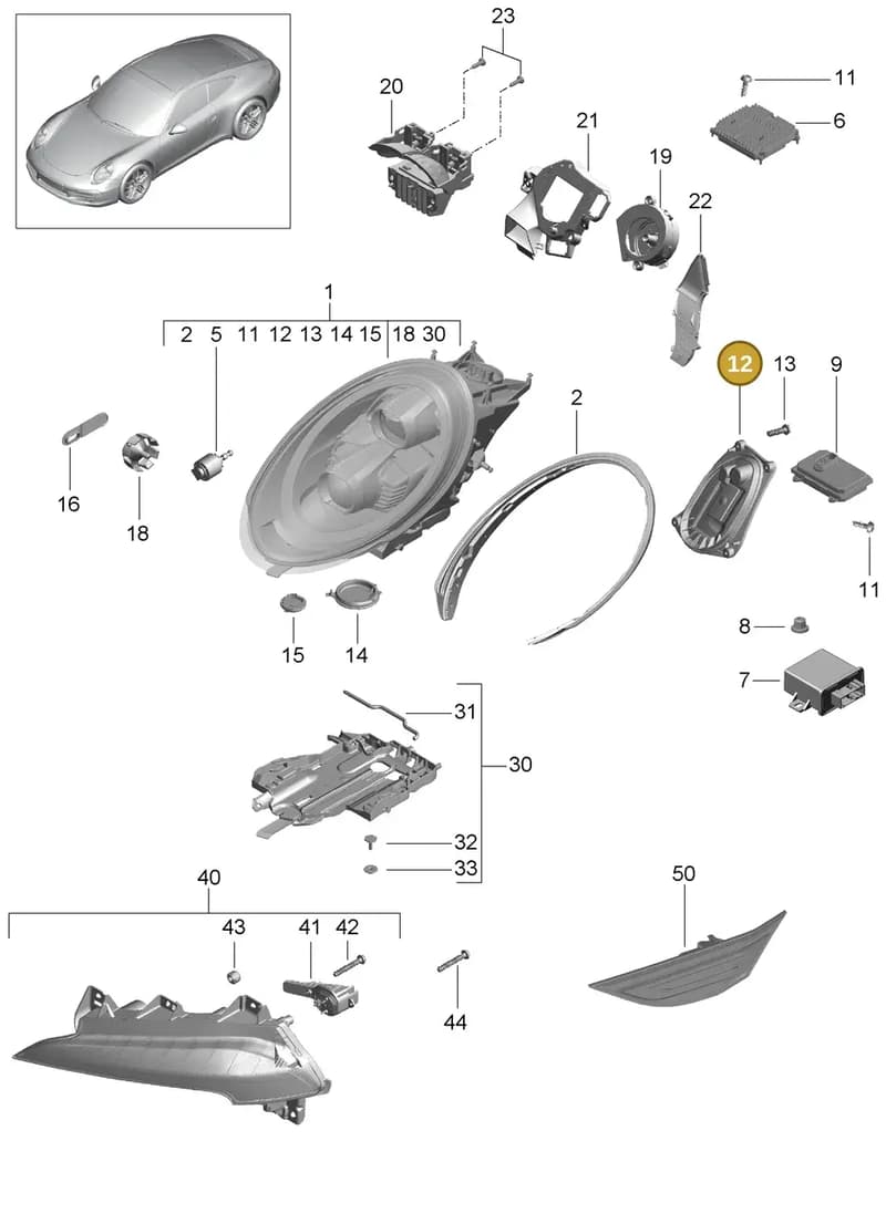 99163131700 — Porsche 991 Carrera 4 (2011-2016) diagram p38905003, position 12