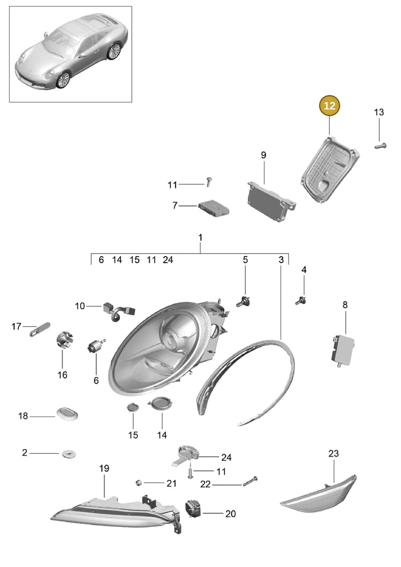99163131700 — Porsche 911 (2016-2019) diagram p47905000, position 12