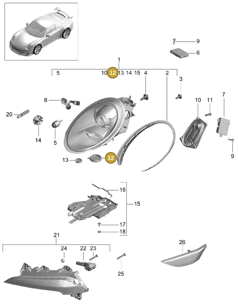 99163131800 — Porsche 911 (2013-2020) diagram p41905000, position 12