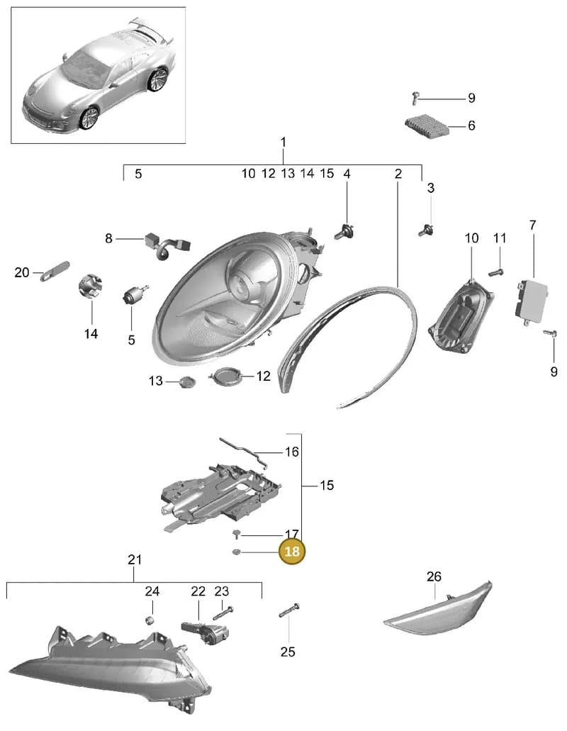 99163137100 — Porsche 911 (2013-2020) diagram p41905000, position 18