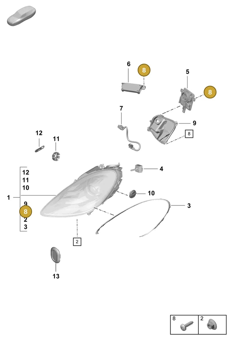 99163137700 — Porsche Boxster Spyder (2019-2020) diagram p55905000, position 8