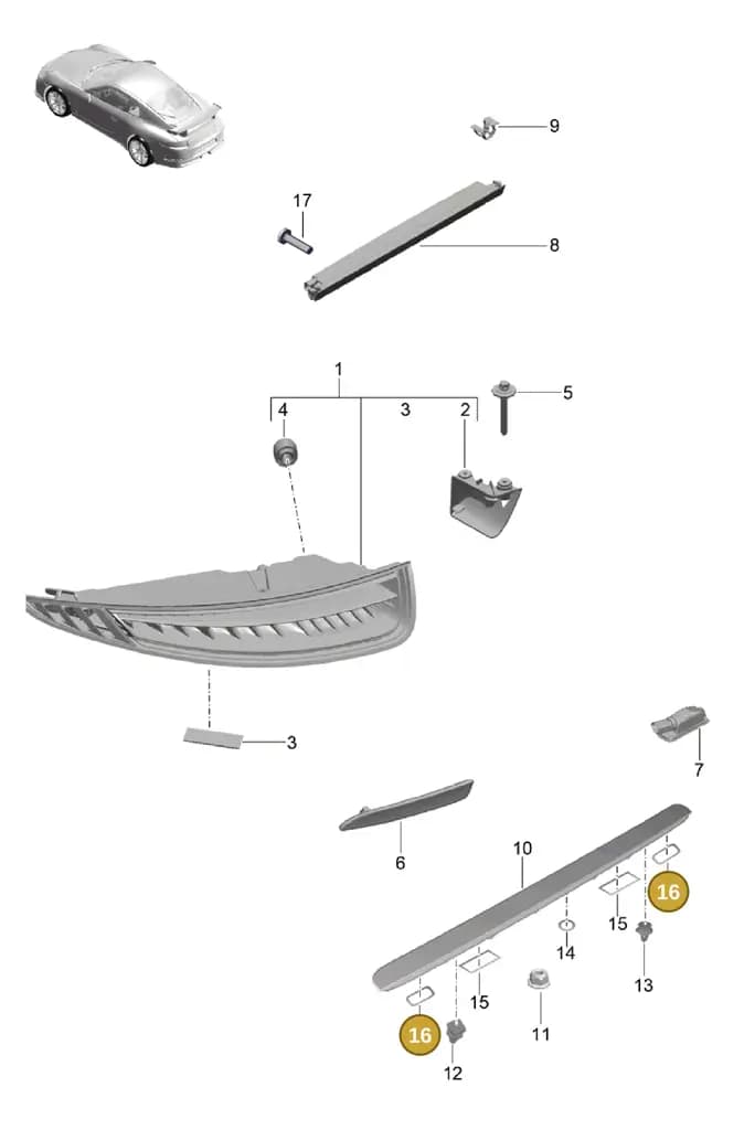 99163138701 — Porsche 911 (2013-2020) diagram p41905000, position 16