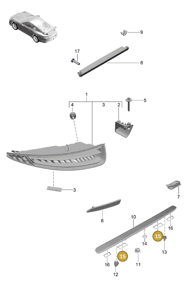 99163138801 — Porsche 911 (2013-2020) diagram p41905000, position 15