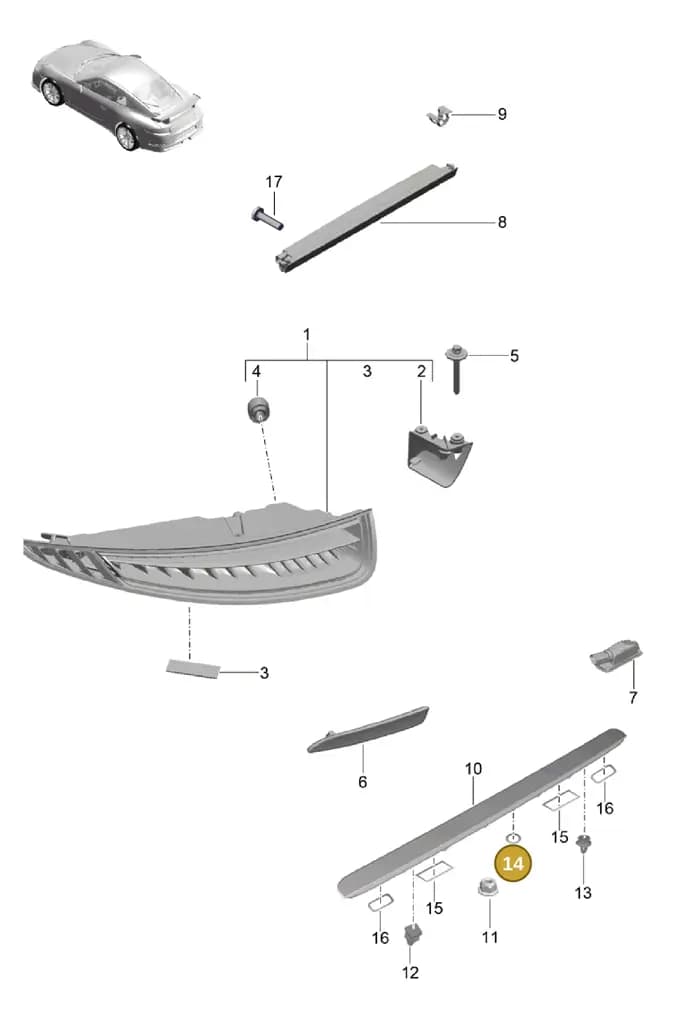 99163138901 — Porsche 911 (2013-2020) diagram p41905000, position 14