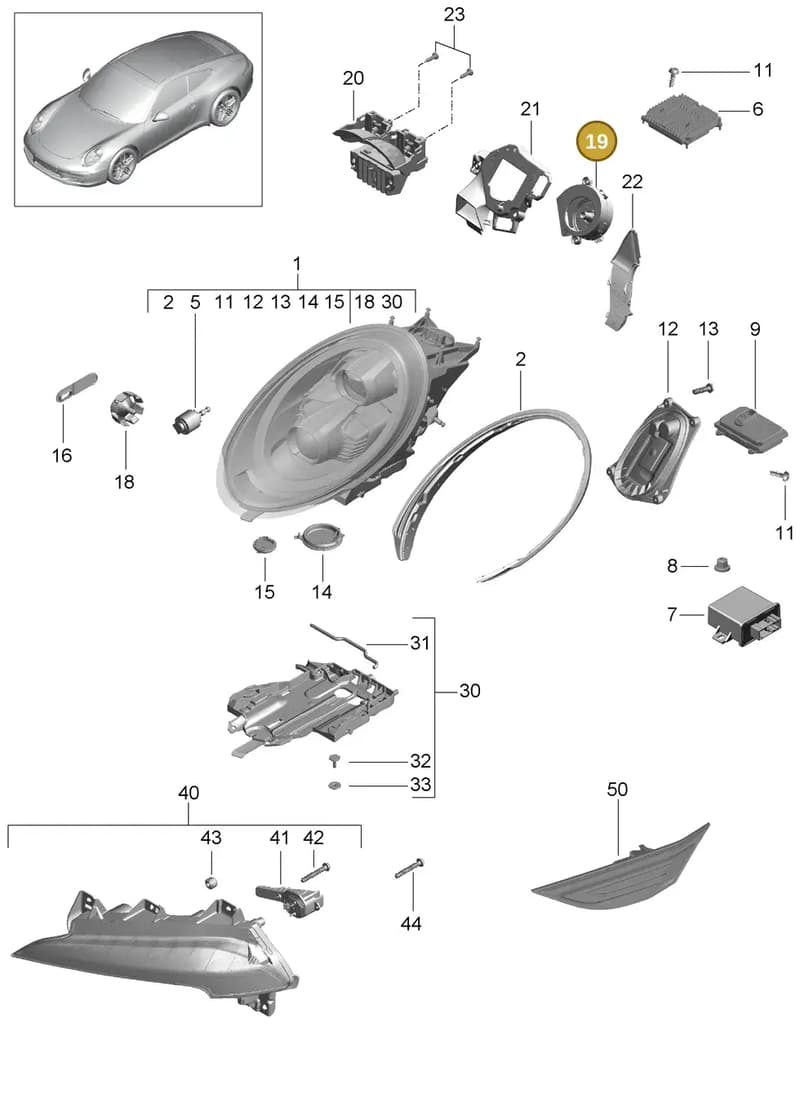 99163139100 — Porsche 991 Carrera 4 (2011-2016) diagram p38905003, position 19