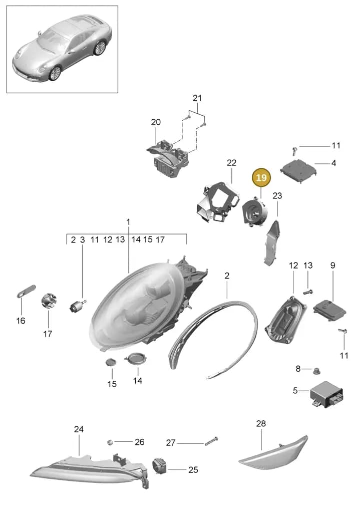 99163139100 — Porsche 911 (2016-2019) diagram p47905003, position 19