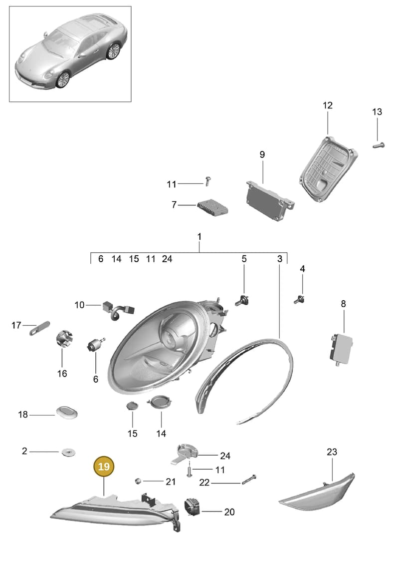 99163139100 — Porsche 911 (2016-2019) diagram p47905000, position 19