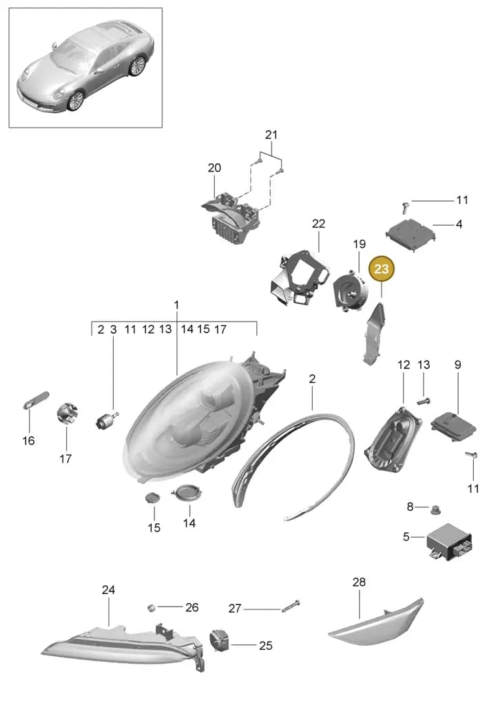 99163139300 — Porsche 911 (2016-2019) diagram p47905003, position 23