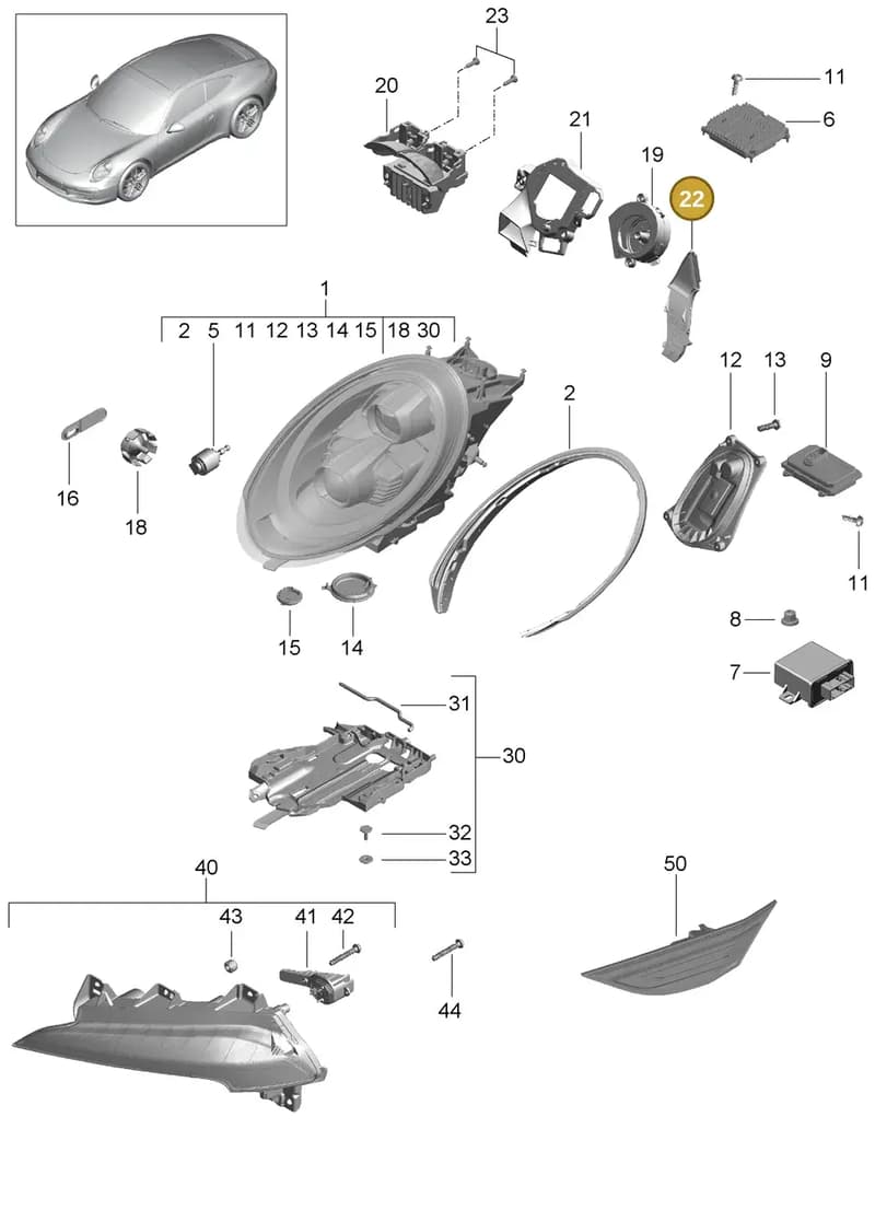 99163139400 — Porsche 991 Carrera 4 (2011-2016) diagram p38905003, position 22
