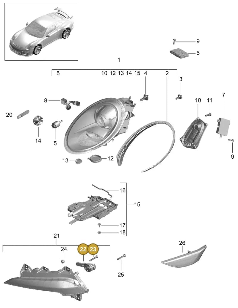 99163139400 — Porsche 911 (2013-2020) diagram p41905000, position 22+23