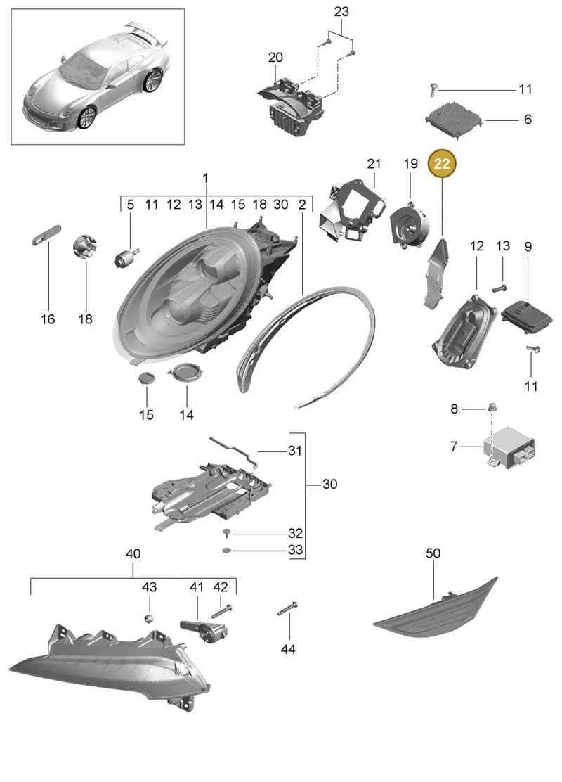 99163139400 — Porsche 911 (2013-2020) diagram p41905003, position 22