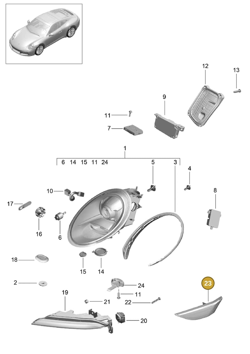 99163139400 — Porsche 911 (2016-2019) diagram p47905000, position 23