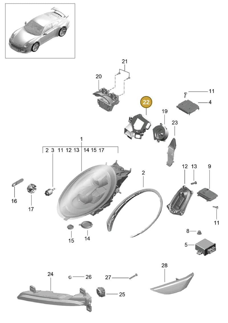 99163139501 — Porsche 911 (2013-2020) diagram p41905008, position 22