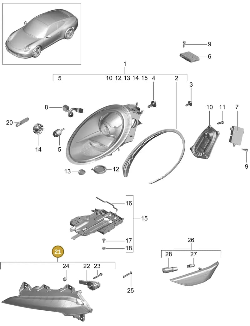 99163139600 — Porsche 991 Carrera 4 (2011-2016) diagram p38905000, position 21