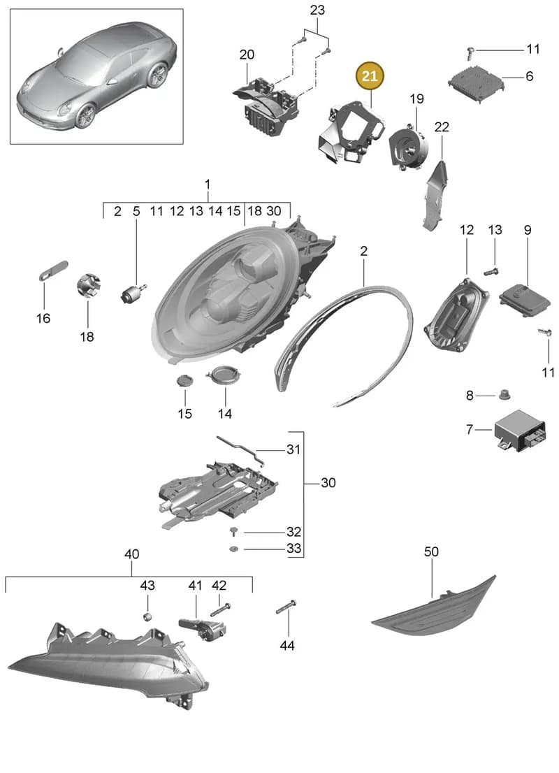 99163139600 — Porsche 991 Carrera 4 (2011-2016) diagram p38905003, position 21