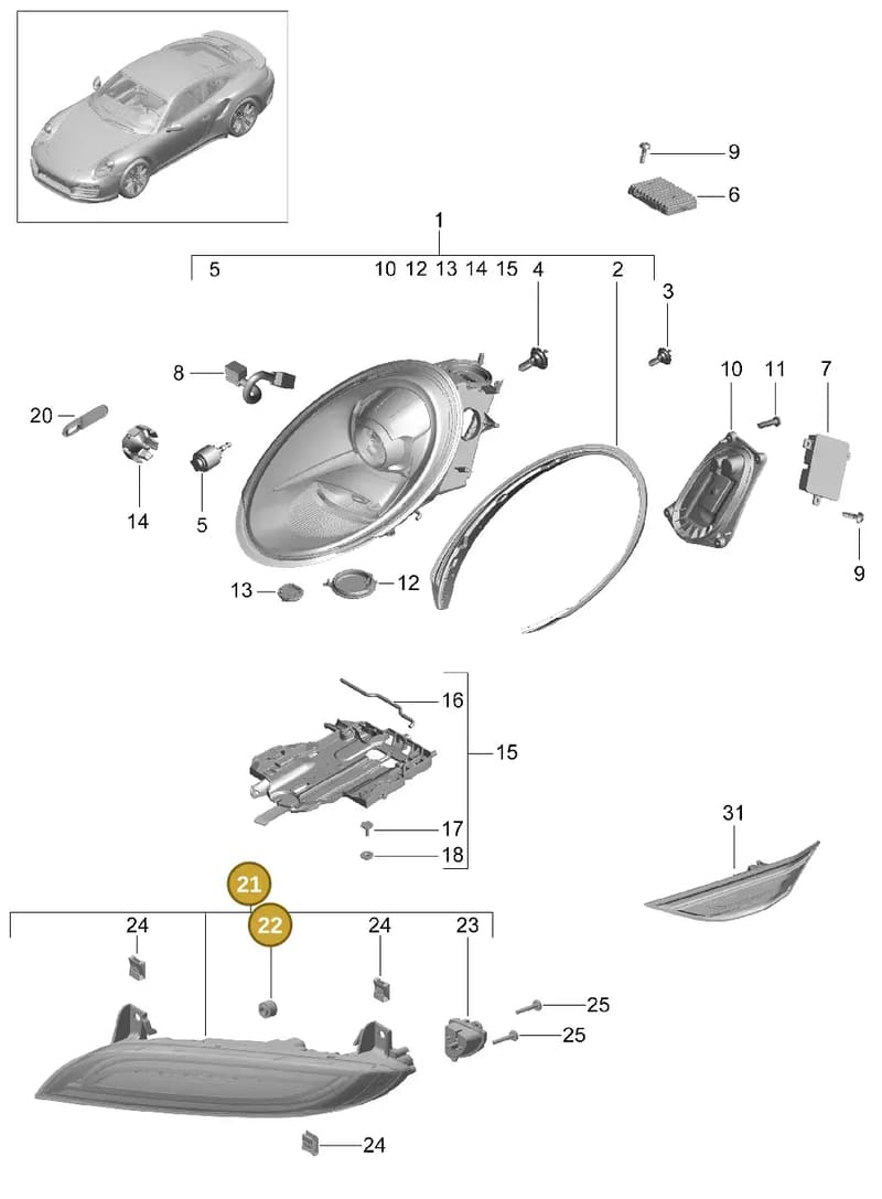 99163139600 — Porsche GT2 RS Clubsport (2013-2020) diagram p42905001, position 21+22