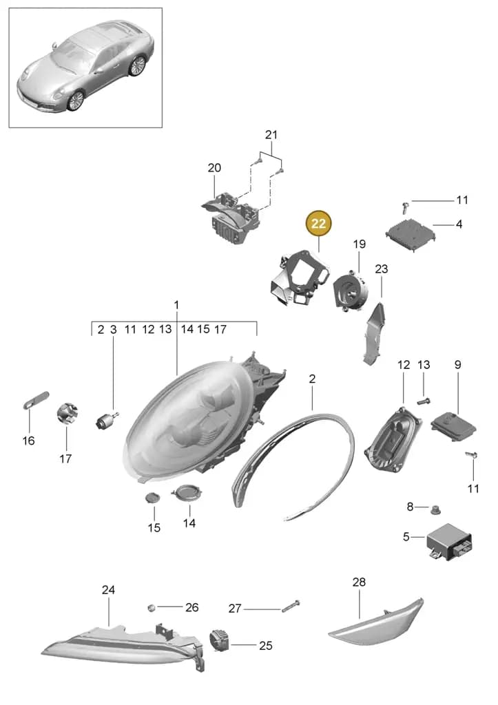 99163139600 — Porsche 911 (2016-2019) diagram p47905003, position 22