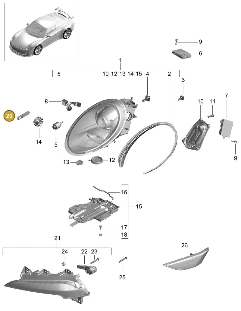 99163139701 — Porsche 911 (2013-2020) diagram p41905000, position 20