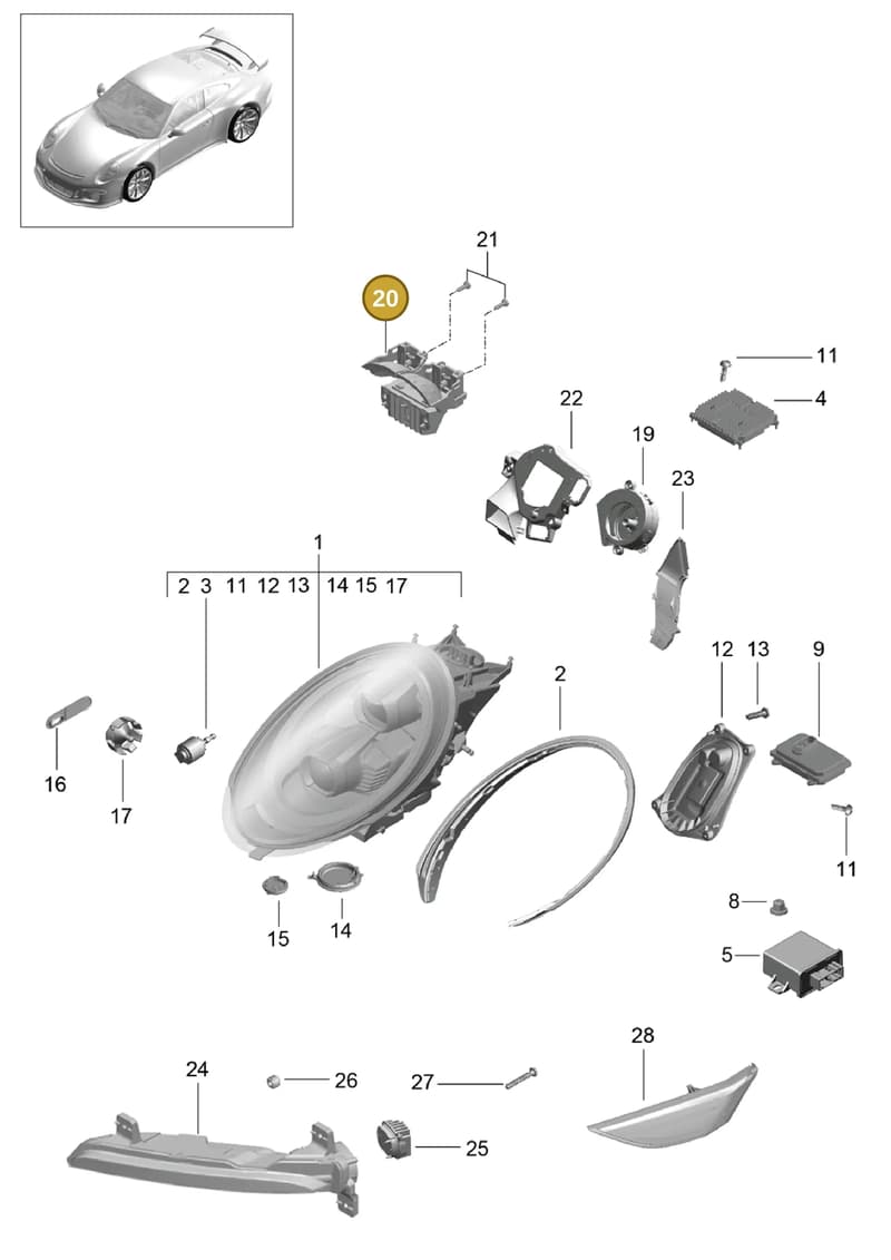 99163139701 — Porsche 911 (2013-2020) diagram p41905008, position 20
