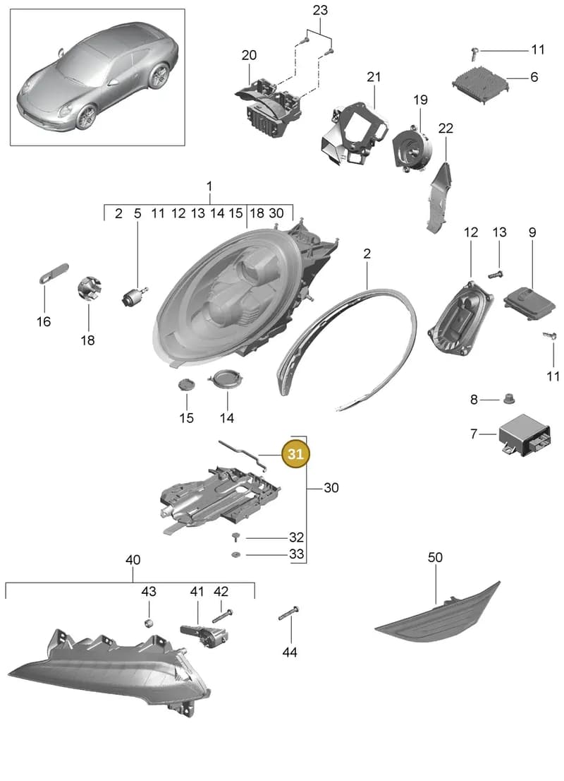 99163140100 — Porsche 991 Carrera 4 (2011-2016) diagram p38905003, position 31