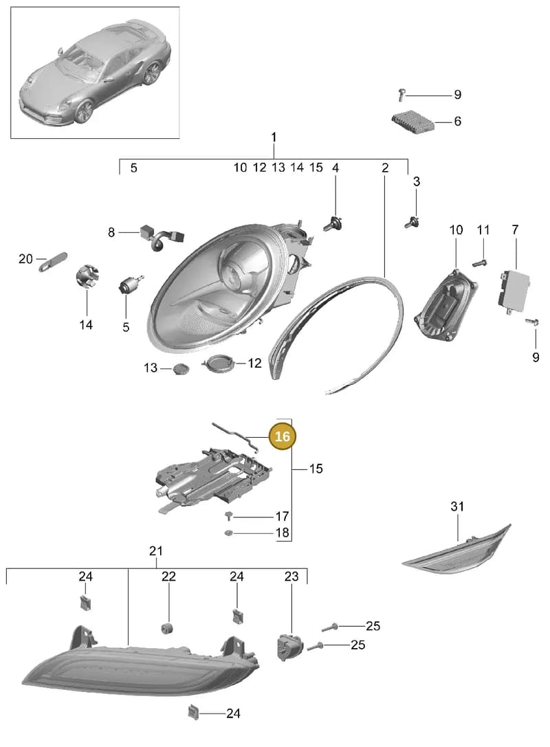 99163140100 — Porsche GT2 RS Clubsport (2013-2020) diagram p42905001, position 16
