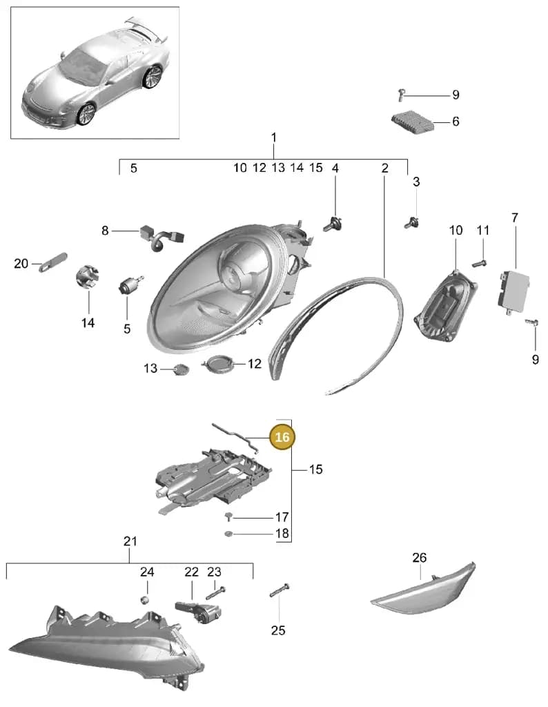 99163140100 — Porsche 911 (2013-2020) diagram p41905000, position 16