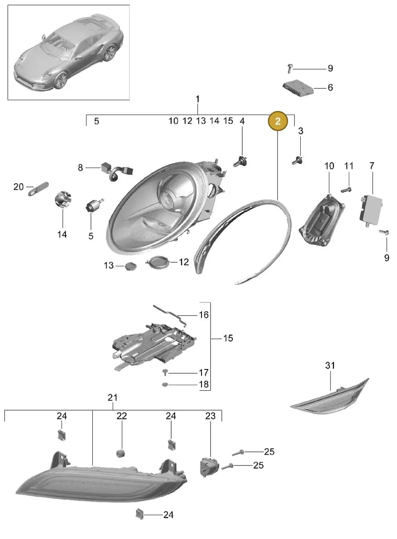 99163190600 — Porsche GT2 RS Clubsport (2013-2020) diagram p42905001, position 2