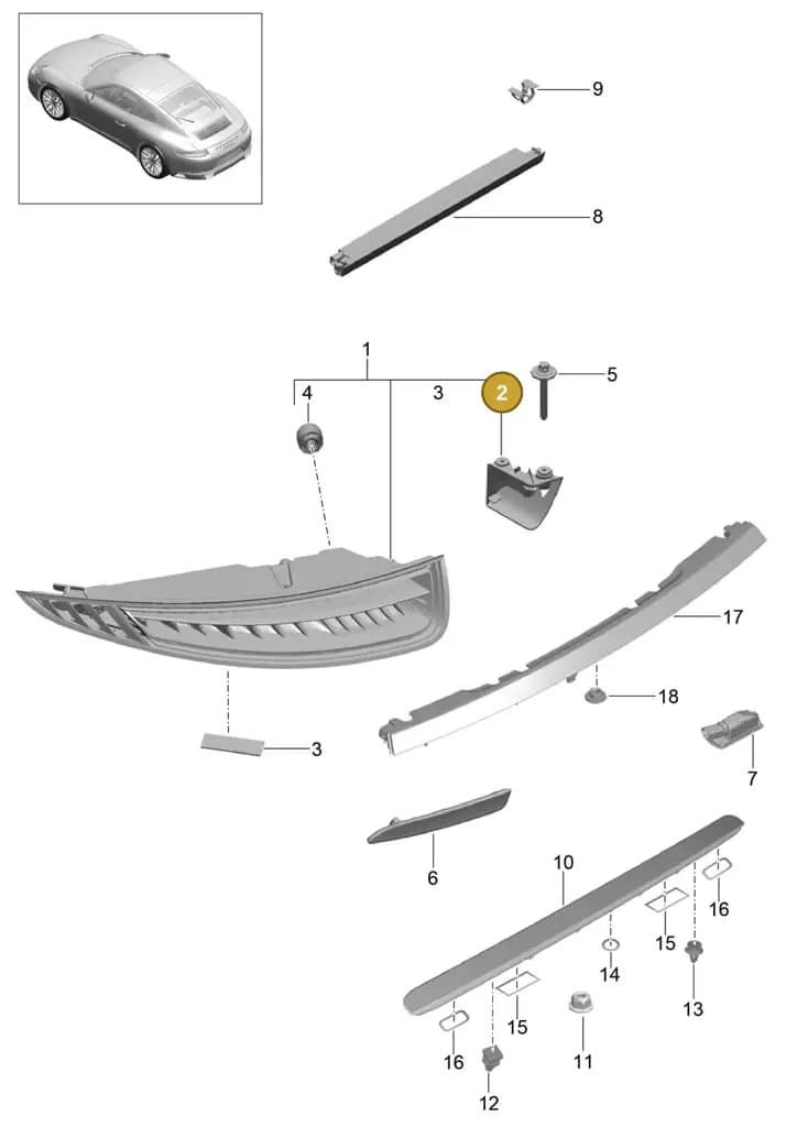 99163190600 — Porsche 911 (2016-2019) diagram p47905005, position 2