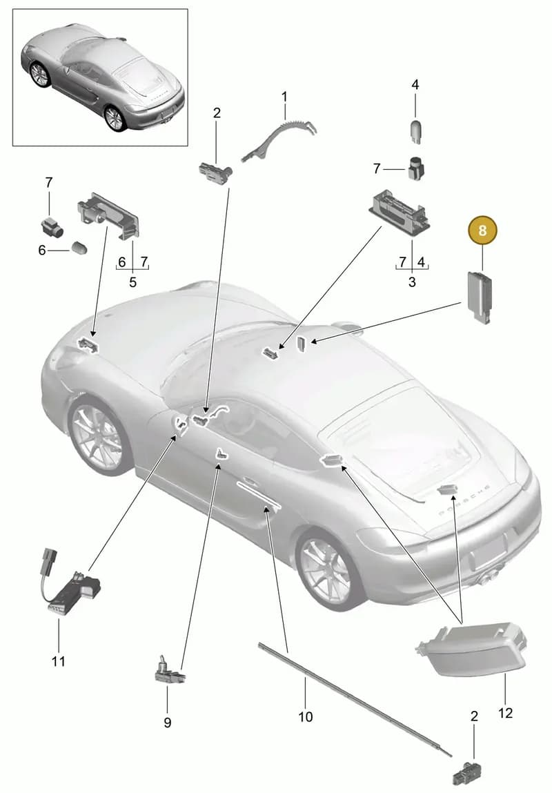 99163207100 — Porsche Cayman (2013-2016) diagram p40903004, position 8