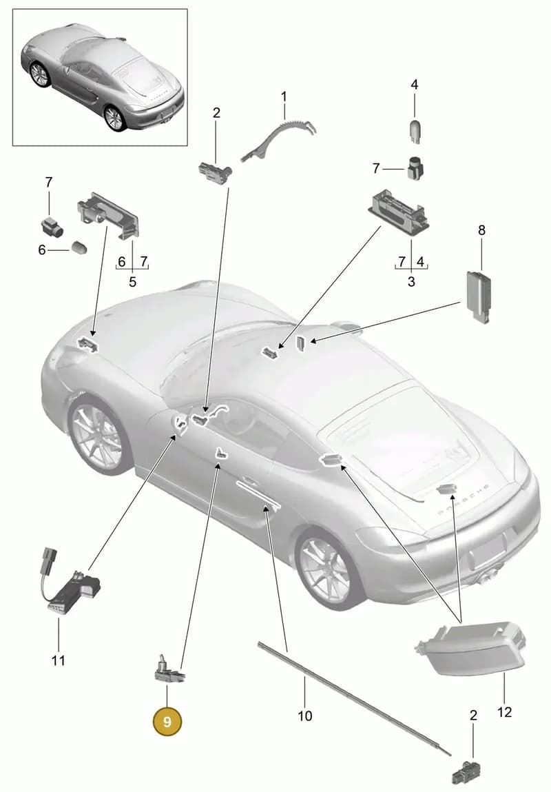 99163208500 — Porsche Cayman (2013-2016) diagram p40903004, position 9