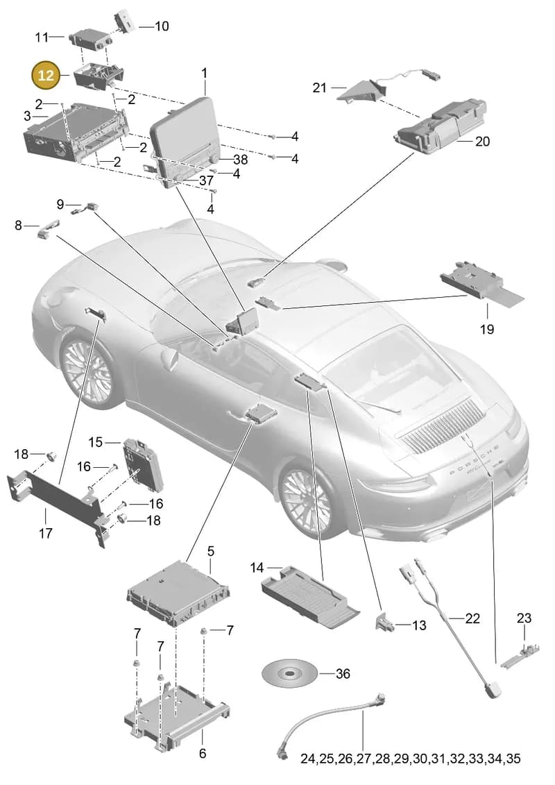 99164557500 — Porsche 911 (2016-2019) diagram p47911000, position 12