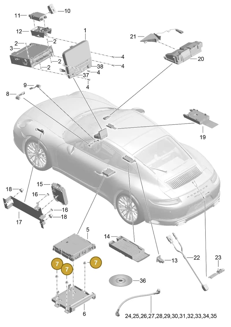 99164585190 — Porsche 911 (2016-2019) diagram p47911000, position 7
