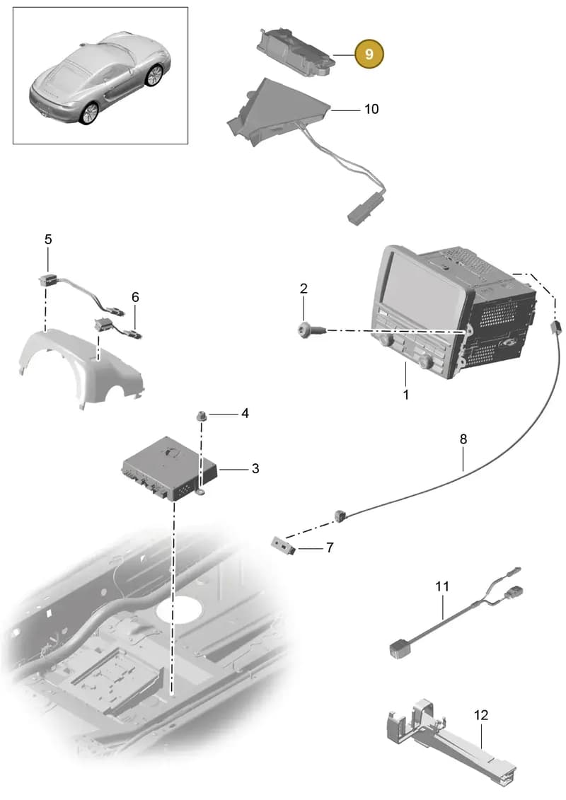 99164706301 — Porsche Cayman (2013-2016) diagram p40911000, position 9
