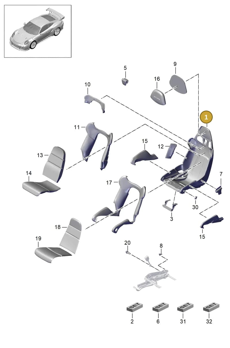 99165310802 — Porsche 911 (2013-2020) diagram p42817010, position 1