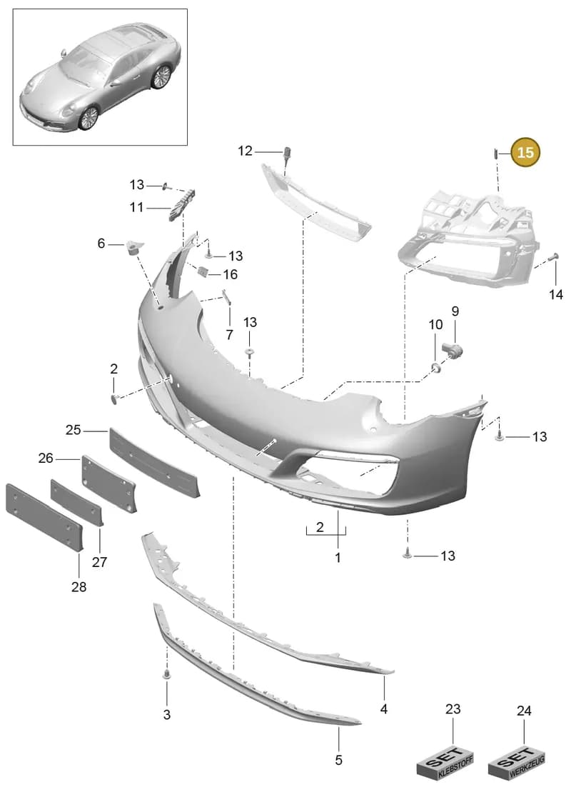 991701051021E0 — Porsche 911 (2016-2019) diagram p47802000, position 15