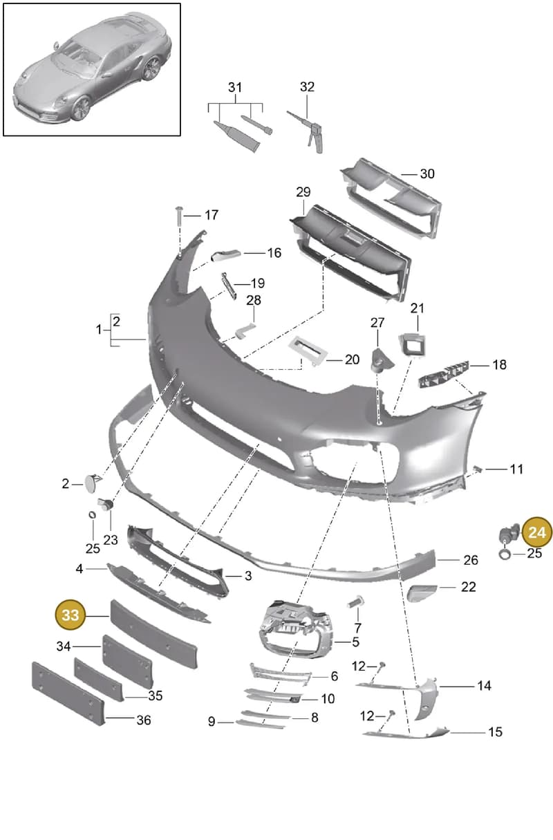 99170105125OK1 — Porsche 911 (2013-2020) diagram p42802000, position 24+33