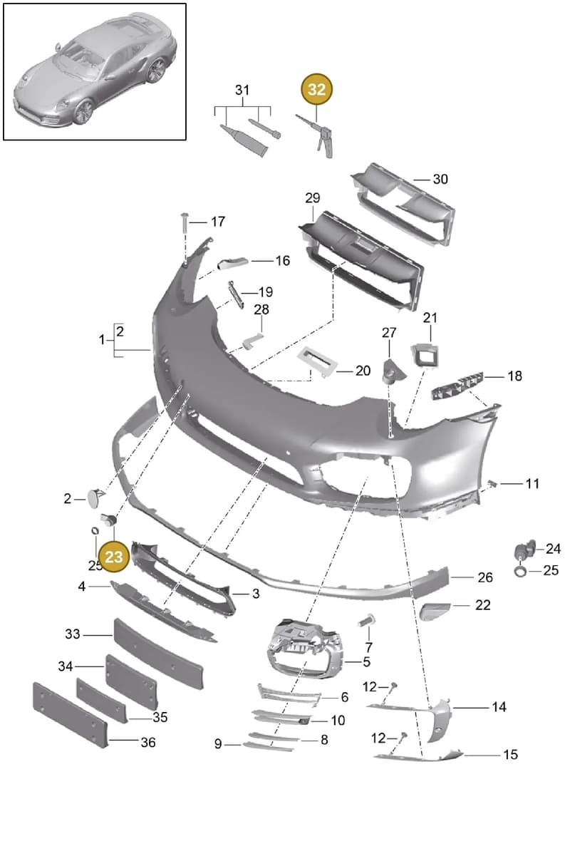99170105126OK1 — Porsche 911 (2013-2020) diagram p42802000, position 23+32