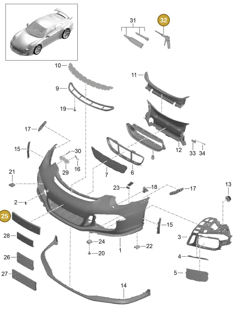 99170105180OK1 — Porsche 911 (2013-2020) diagram p41802000, position 25+32