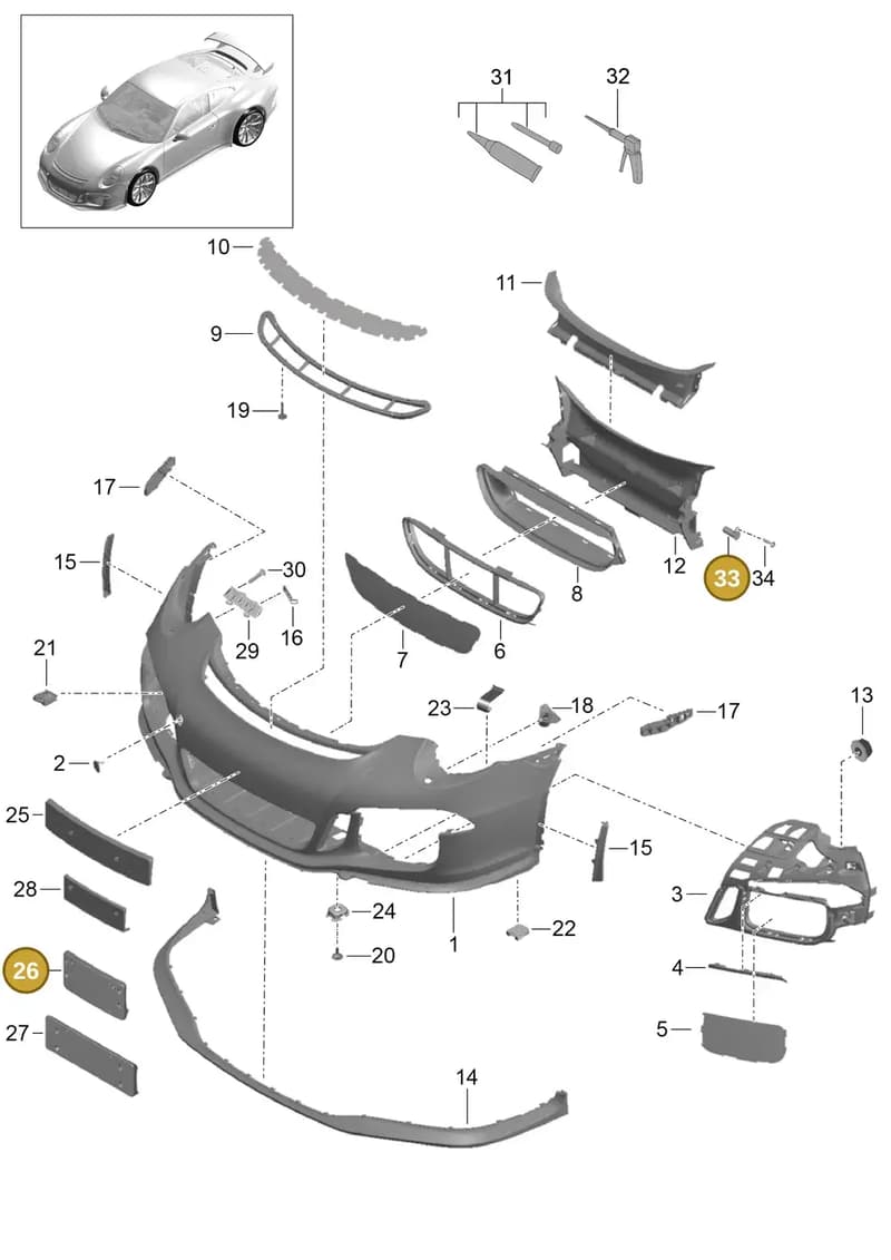 99170105182OK1 — Porsche 911 (2013-2020) diagram p41802000, position 26+33