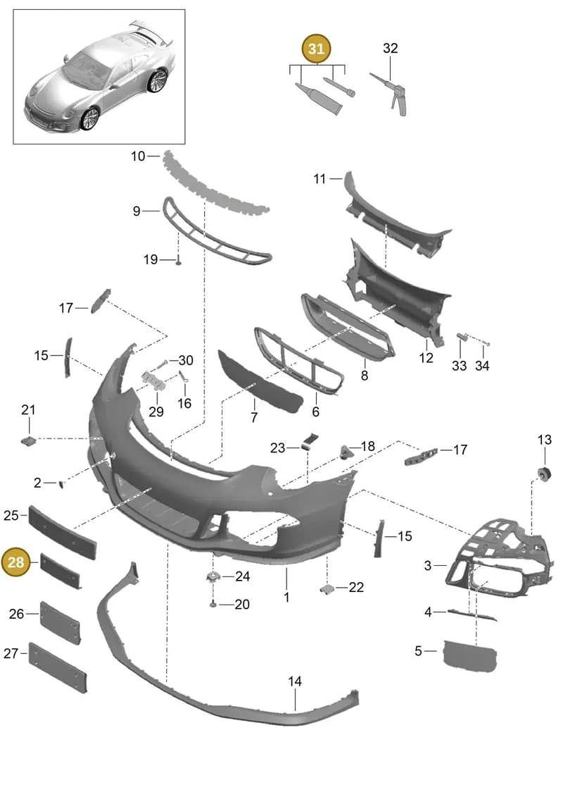 991701051931E0 — Porsche 911 (2013-2020) diagram p41802000, position 28+31