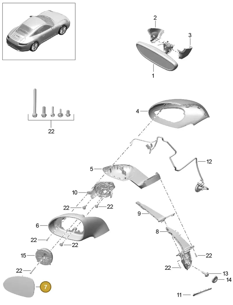 99173104701 — Porsche 991 Carrera 4 (2011-2016) diagram p38809060, position 7
