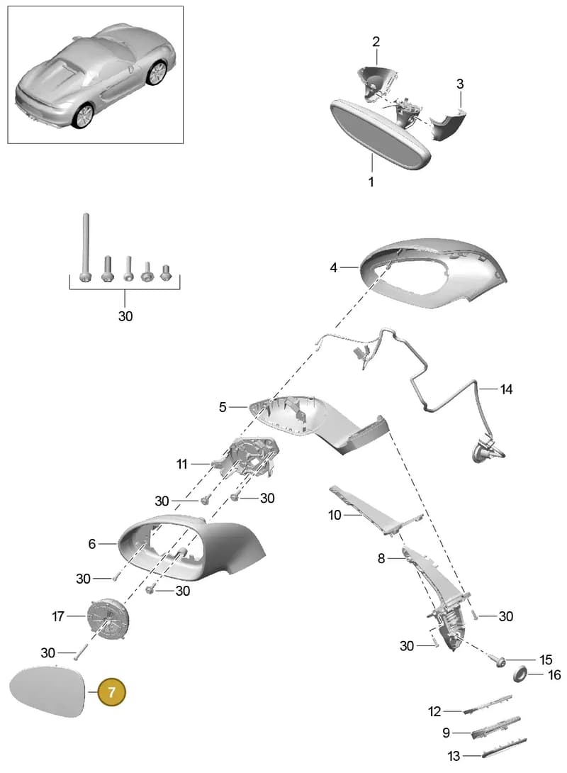 99173104701 — Porsche Boxster Spyder (2015-2016) diagram p46809050, position 7