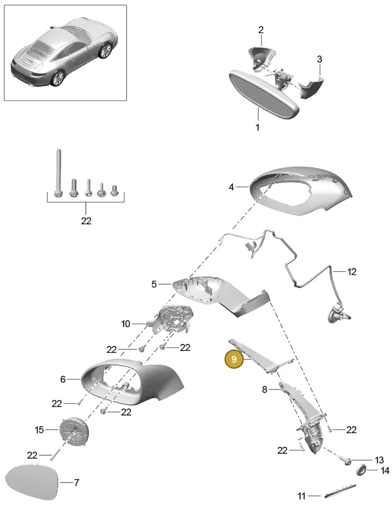 99173122200 — Porsche 991 Carrera 4 (2011-2016) diagram p38809060, position 9