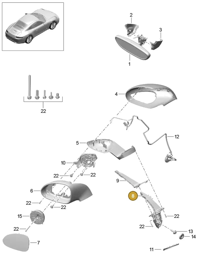 99173122901 — Porsche 991 Carrera 4 (2011-2016) diagram p38809060, position 8