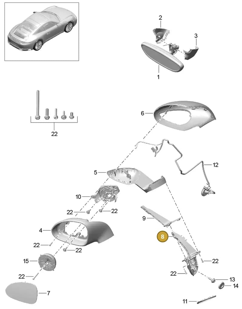 99173122901 — Porsche 911 (2016-2019) diagram p47809060, position 8