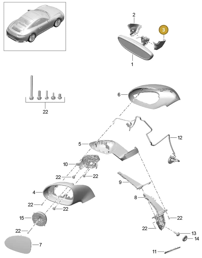 991731812011E0 — Porsche 911 (2016-2019) diagram p47809060, position 3