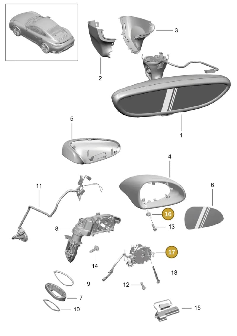 991731880001E0 — Porsche 911 (2013-2020) diagram p42809050, position 16+17