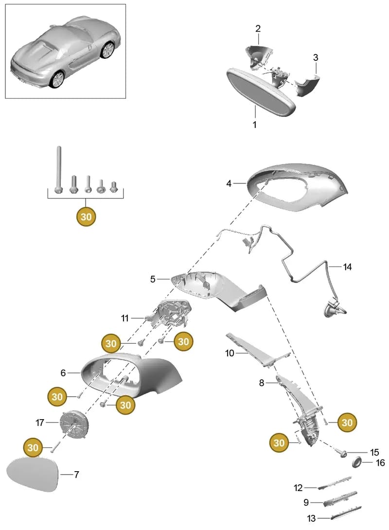 99173191900 — Porsche Boxster Spyder (2015-2016) diagram p46809050, position 30