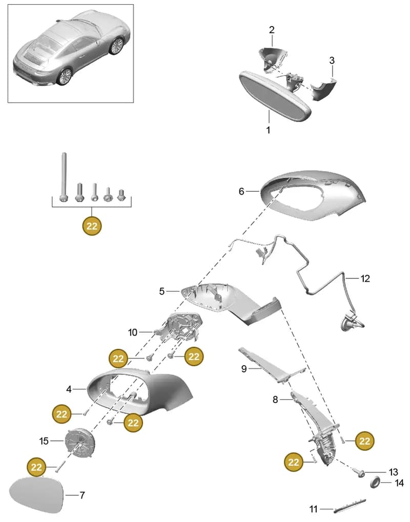 99173191900 — Porsche 911 (2016-2019) diagram p47809060, position 22